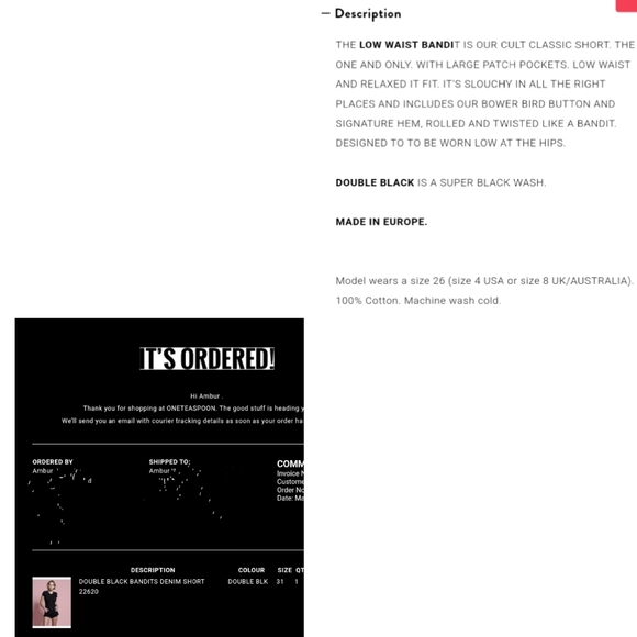 . One Teaspoon Distressed Double Black Bandits Denim Shorts - Picture 14 of 16